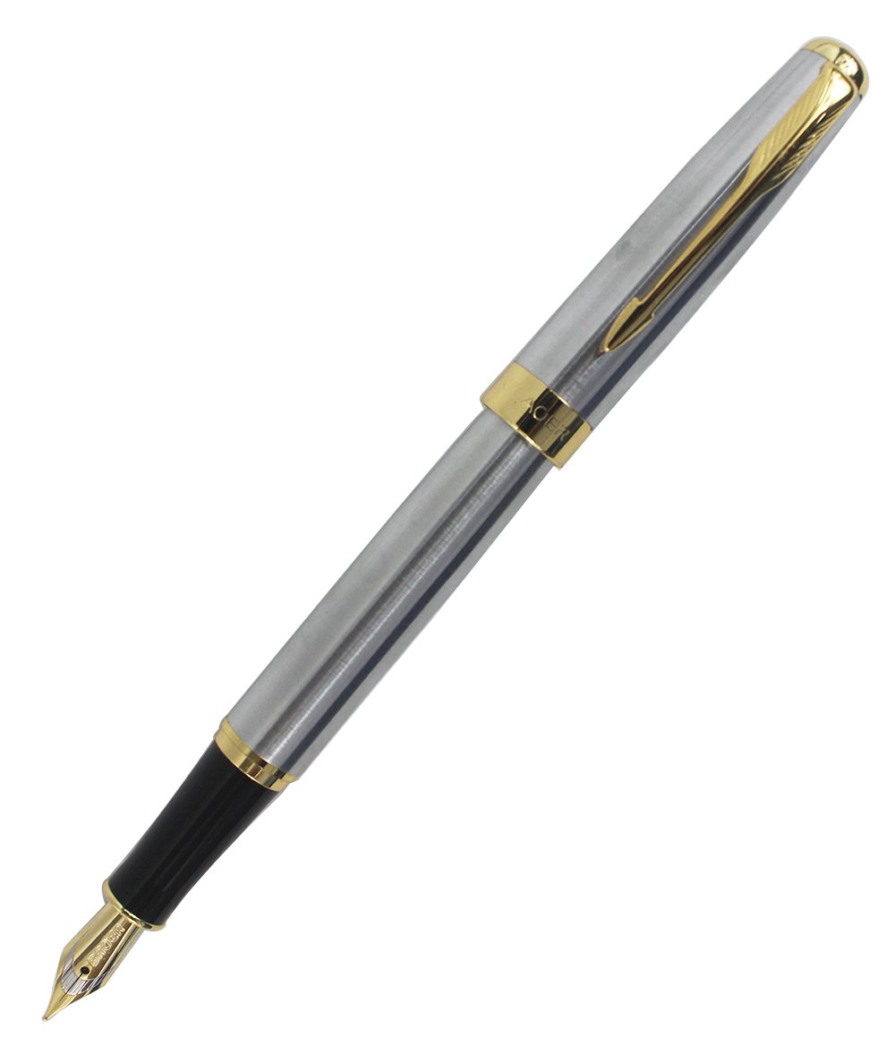 Abcsea Executive Iridium Medium Nib Fountain Pen Arrow Clip - Silver