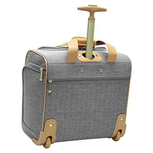Nicole Miller Underseat Luggage Collection - Small Lightweight 15 Inch Under Seat Bag - Briefcase for Women - Carry On Suitcase with 2- Rolling Spinner Wheels (Taylor Grey)