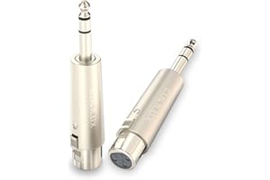 Cubilux Balance 1/4” Male to XLR Female Converter, XLR to 6.35mm(Quarter Inch) TRS Stereo Adapter for Microphone, Headphone, Power Amplifier, Mixer, Karaoke System, Speaker, 2-Pack