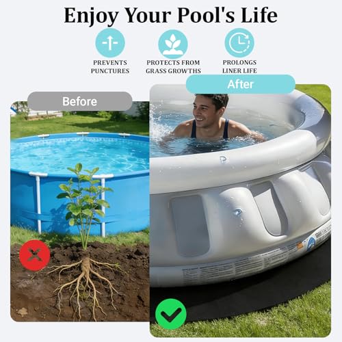 CAIEJSAEN Outdoor Pool Floor Mat, 370 cm Round Mat Under Pools, 200 g/m², Non-Woven Geotextile, Easy Installation, Simple Cut, Protection to Prevent Punctures Objects