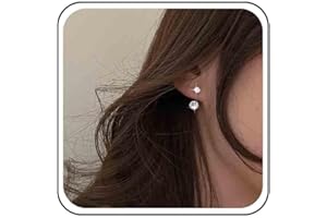 Allereyae Vintage Crystal Ear Jacket Earrings - Round Rhinestone Bling CZ Stud - Silver Minimalist Jewelry for Women