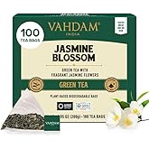 VAHDAM, Jasmine Green Tea Bags (100 Count) Med Caffeine, Non GMO | High Grown Green Tea Blended w/Pure Jasmine Flowers | Rese