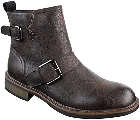 Mens Punk Rock Goth Elmo Ankle Slip On Zip Cowboy Biker Boots Leather Buckle