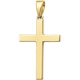 SHOP WGS Italian Plain 10K Solid Gold Cross Pendant for Men & Women - Real 10K Yellow Gold Cross Pendants for Women Religious Faith Catholic Jewelry Gift Box Packaging