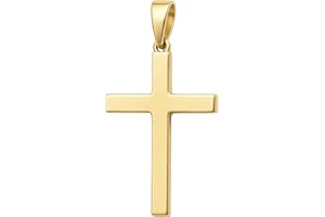 SHOP WGS Italian Plain 10K Solid Gold Cross Pendant for Men & Women - Real 10K Yellow Gold Cross Pendants for Women Religious Faith Catholic Jewelry Gift Box Packaging