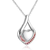 Cremation Jewelry 925 Sterling Silver Teardrop Urn Necklace for Ashes Heart Shape Memorial Keepsake Pendant for Human Ashes for Women Gift