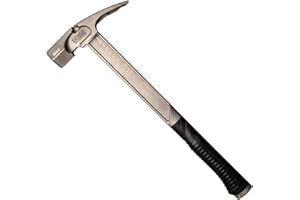 Boss Hammer Pro Series Titanium Hammer with Over-Molded No-Slip Rubber Grip - 16 oz, Construction Grade, Dual Side Nail Pullers, Milled Faced - BH16TIM