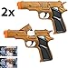 LOT OF 2 - SILVER GUN CAPS GUN PISTOL DETECTIVE POLICE COWBOY TOY COLT 45 RING