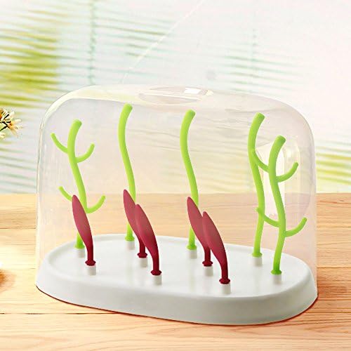 Bobei Multi-functional Anti-Bacterial Bottle Drying Rack Self, Sapling Bud style (red)