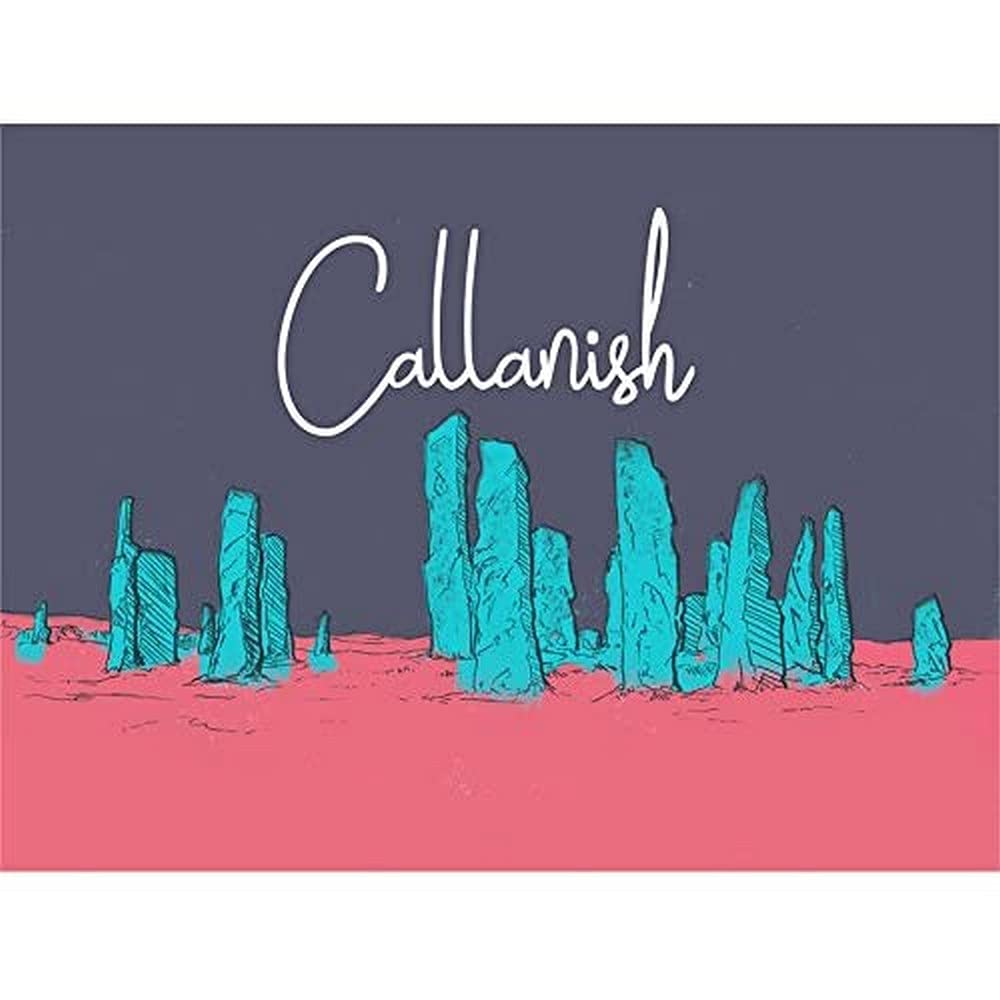 Wee Blue Coo Callanish Standing Stones Lewis Hebrides Illustration Canvas Art Print