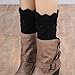 FAYBOX Women's Short Leg Warmer Crochet Boot Cover (Short Black)