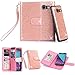 TabPow Galaxy J3 Emerge Case, 10 Card Slot - [ID Slot] Wallet Folio PU Leather Case Cover with Detachable Magnetic Hard Case for Galaxy J3 Luna Pro/Galaxy J3 Emerge/Amp Prime 2 - Glitter Rose Gold