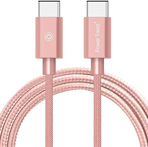 Power Trend 2M 6.6FT Nylon Braided Type C to Type C 3.1 USB Data Transfer Cable Charging Cord 5Gbps for MacBook PD Power Delivery and Nintendo Switch (Rose Gold)