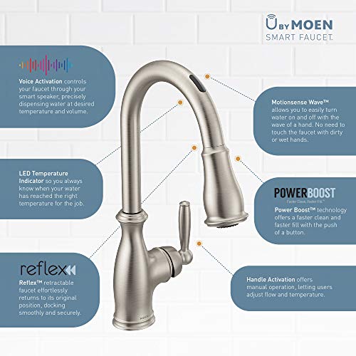 Moen 7185EVC Brantford Smart Touchless Pull Down Sprayer Kitchen Faucet