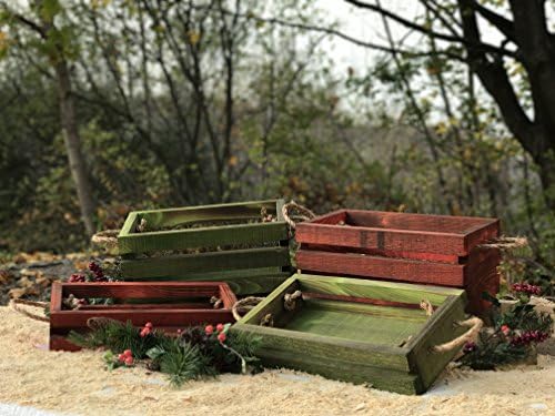 Handcrafted Rustic Custom Wooden Basket / Crate (Tall - Red Washed)