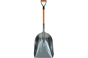 FORCOLID Aluminum Snow Shovel, Snow Shovel for Driveway, Metal Scoop Shovel Heavy Duty, 45 Inch, D-Handle, Transfer Shovel for Feed, Snow or Coal(Large Handle)