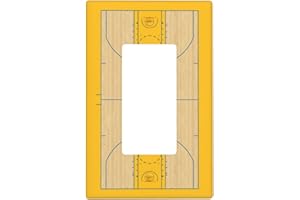 SPTVAN Basketball Court Yellow 1 Gang Rocker Light Switch Cover Single Decora Wall Plate Decorative Electrical GFCI Switchplate Outlet Covers Faceplate for Boys Kids Bedroom Nursery House Living Room Decor