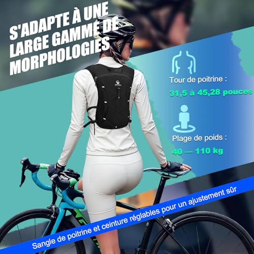 ONETOALL Women's Reflective Running Hydration Vest with 500ml Flask, LED Light, Running Vest 6oz for Marathon, Trail, Hiking