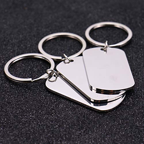 Monrocco 5pcs Stainless Steel Rectangular Keychain, Personalized Dog Tag Keychain