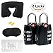 Luggage Locks TSA Approved (2 Pack Black) Open Alert and Travel Accessories Kit