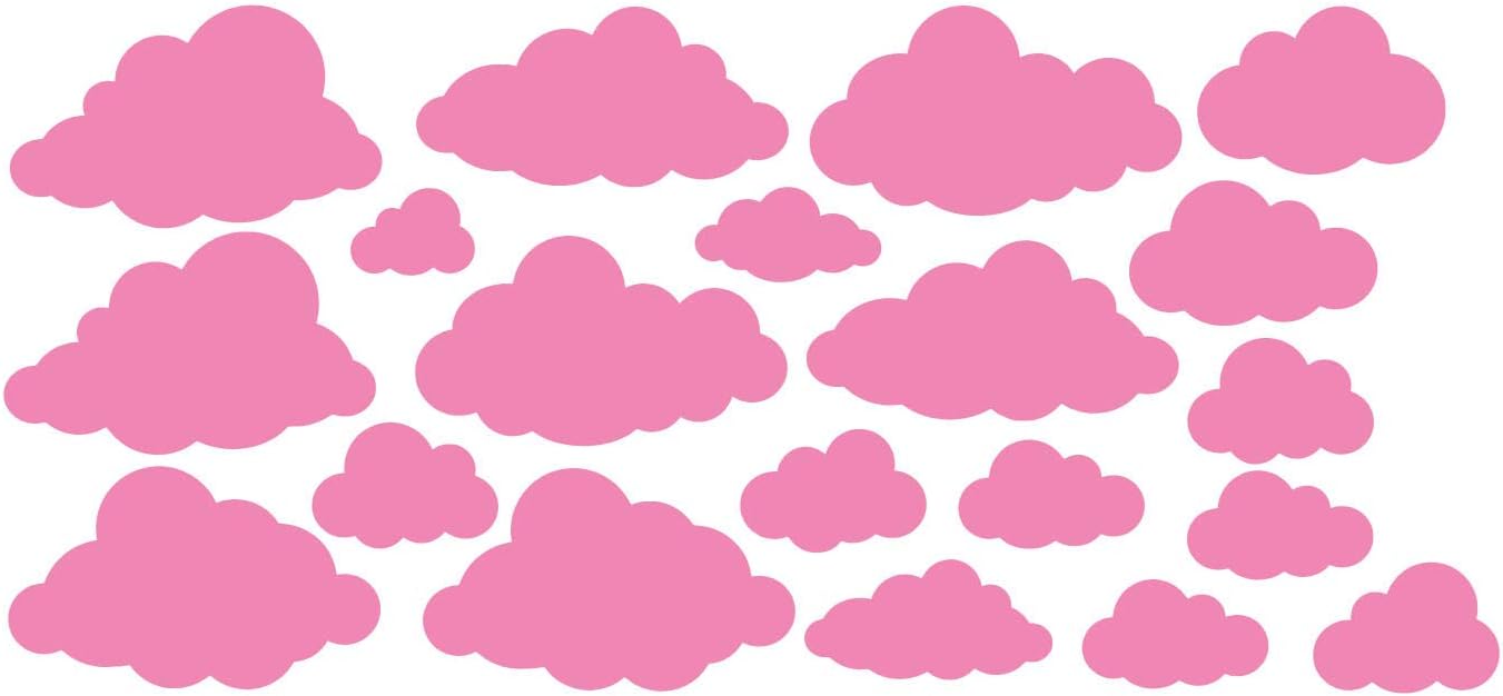 Cloud Wall Decals, 40 Pink Vinyl Cloud Stickers Perfect