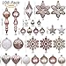 Sea Team 108-Pack Assorted Shatterproof Christmas Ball Ornaments Set Decorative Baubles Pendants with Reusable Hand-held Gift Package for Xmas Tree (Rose Gold)