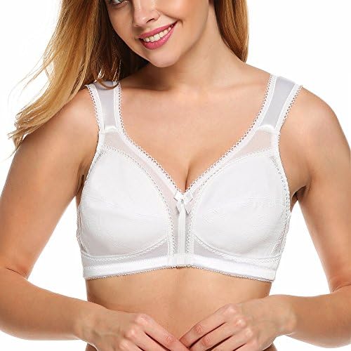 Etouji Women's Double-Support Spa Closure Wire-Free Bra,White,36D