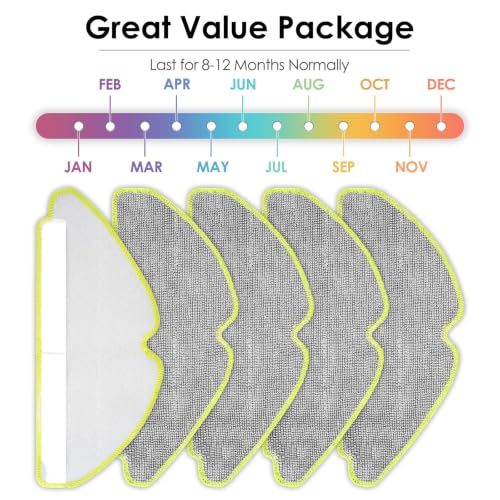 (5 Piezas) Almohadillas de fregona Repuesto para iRobot Roomba 115 Combo | Lavables, reutilizables, Materiales de microfibra, gran capacidad de absorción y limpieza