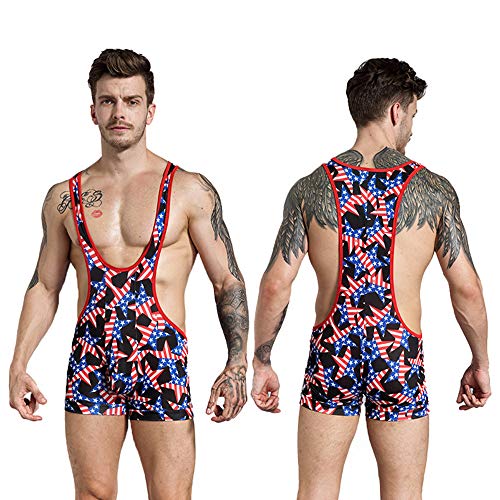 Cheerego Men's Polyamid Elastine High Waist American Flag Wrestling