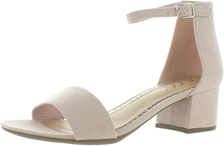 Amazon.com | Sugar Womens Noelle Low Ankle Strap Glitter Heel Sandals | Sandals