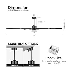 ELEHINSER 72 Inch Ceiling Fan with Lights and