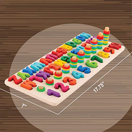 Toy To Enjoy Wooden Alphabet & Numbers Puzzle Toy for Kids - Number 1-10 and ABC Letters Montessori Jigsaw - Learning & Early Educational Toy for Number Counting & Shape Sorting. - Thumbnail 4