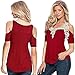 Gotd Women Summer Lace Top Short Sleeve Blouse Ladies Casual Tops T-Shirt Tee (L, Red)