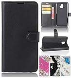 ZTE Blade V8 Pro Case, ZTE Z978 Case, Luxury Bling Diamond Leather Skin Soft Bumper Card Slot Flip Stand Wallet Case Full Cover For ZTE Blade V8 Pro Z978, Black