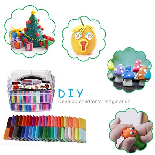 Polymer Clay Set - 42 Colors Modeling Fimo Clay Soft and Nontoxic DIY Oven Bake Clay Kit with Modeling Tools and Storage Box, Birthday for Kids (Multicolor)