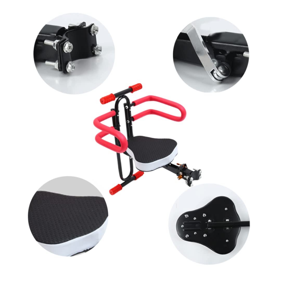 Baby Bike Seat Child Bike Saddle Safety Handle Front Mount Seat Foldable Baby Chair Bicycle Accessories Quick Release Bike Seat for Kids Bike Accessories.