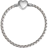 Blue Black White Red Pink Leather Bracelet Twisted Weave Rope Chain Starter Snake Love Heart Bead Pendant 925 Sterling Silver Birthday Compatible With Pandora Moments Charm