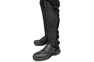 Faux Leather Boot Covers Steampunk Spats Greaves Gaiters Legguards Boot Tops The Crusaders Knight Accessoires, Black, One Siz