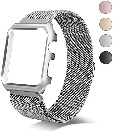 Chouqing 42mm with Metal Case Milanese Loop Replacement Band for Apple Watch Series 1 Series 2 Series 3 Sport&amp;Edition - Silver