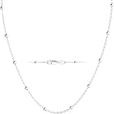 MBW 925 Sterling Silver Necklace for Women, Sterling Silver Beaded Chain Dainty Thin Choker Necklaces for Women Trendy Minimalist White Chains Necklace Waterproof Simple Small Cute Jewelry