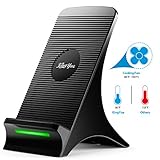 Wireless Charger, KingYue Qi Certified 10W Fast Charging Stand with Fan for S9/S9 Plus/Note 9/8/5/ S8/S8 Plus/S7/S7 Edge, 7.5W Fast Charging Pad for iPhone XS Max/XS/XR/X/8/8 Plus (No AC Adapter)
