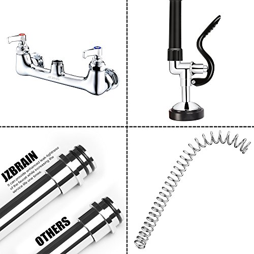 Jzbrain Pre Rinse Faucet Sprayer Commercial Faucet Wall Mount 8