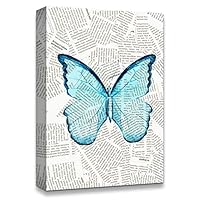 Canvas Wall Art Butterfly On The Newspaper Canvas Prints Home Artwork Decoration for Living Room,Bedroom - 12x18 inches