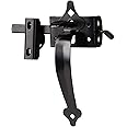 Gate Latch, Thumb Latch Hardware, Gate Latch for Wooden Fence Heavy Duty, Self Locking Latches with 8 inch Handle, Gate Kit for Wooden Fence & Swing Outdoor Gate – Steel, Black Finish