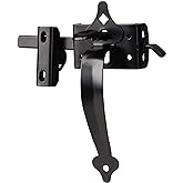 JIAHOO Gate Latch, Thumb Latch Hardware, Gate Latch for Wooden Fence | Heavy Duty Self Locking Latches with 8 inch Handle, Gate Kit for Wooden Fence &amp; Swing Outdoor Gate &ndash; Steel, Black Finish