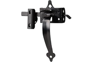 JIAHOO Gate Latch, Thumb Latch Hardware, Gate Latch for Wooden Fence Heavy Duty, Self Locking Latches with 8 inch Handle, Gate Kit for Wooden Fence & Swing Outdoor Gate – Steel, Black Finish