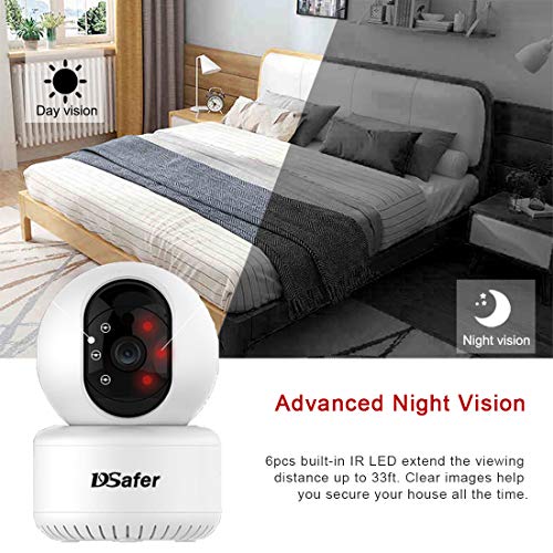 WiFi Camera Indoor, Wireless Security Cameras with 32GB Micro SD Card, Smart Auto Humanoid Tracking 2.4ghz 1080P Night Vision IP Dome Camera with 2 Way Audio for Home Security for Baby, Dsafer