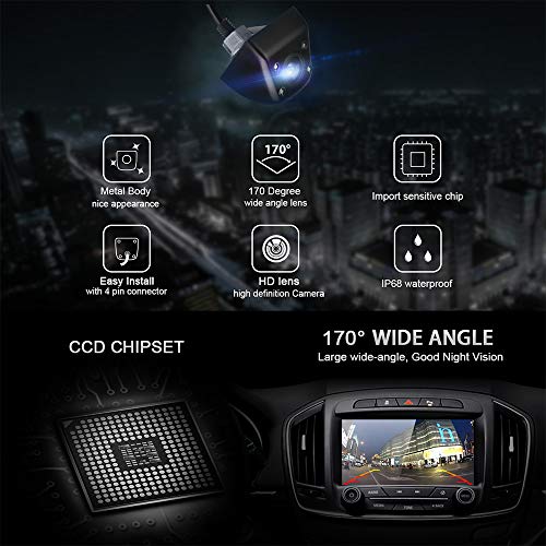 CarThree Backup Camera HD Night Vision 170 Degree Fisheye Lens Car Rear View Parking Camera Waterproof Reverse Auto Back Up Car Backing Camera Fits All Vehicles