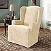 SureFit Soft Suede-Wing Chair Slipcover-Cream (SF38637)