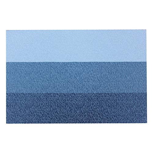 Familighter Placemats for Dining Table Set of 6 Woven Vinyl Washable Table Placemats Table Decoration Heat Insulation Stain Resistant Blue-Strip